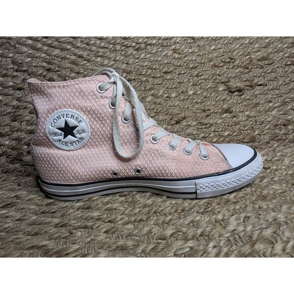 Converse All Star Hi Top Women Size 10 Pink Waffle Knit Upper Super Clean - Picture 2 of 11